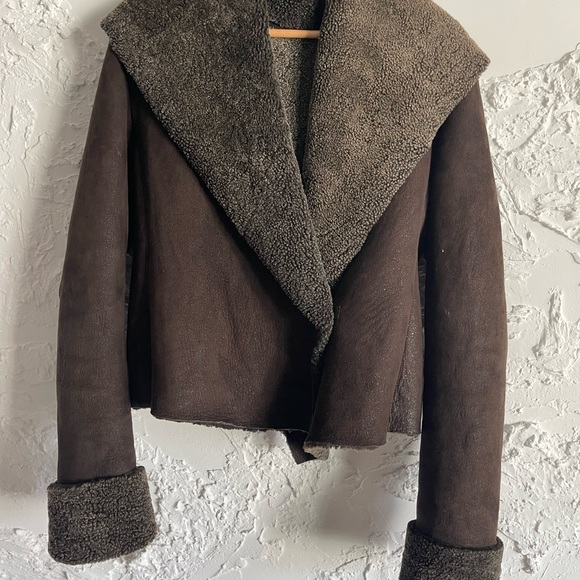 Rick Owen’s Brown Wool Coat, Large Lapels doubles as hood, long sleeves, vintage - Picture 8 of 9